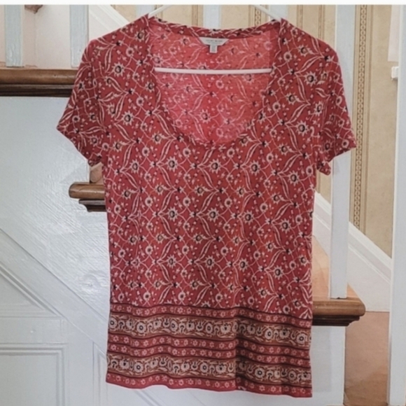 Lucky Brand Tops - LUCKY BRAND Shortsleeve Red White Shirt Size Small